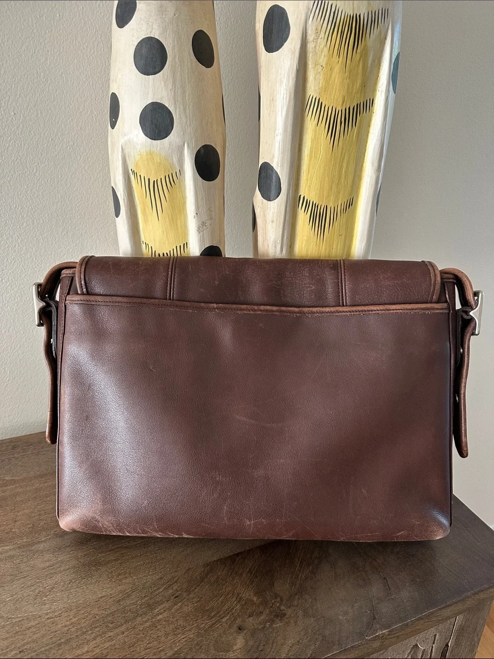 Coach Brown Leather Messenger Bag with Adjustable Strap